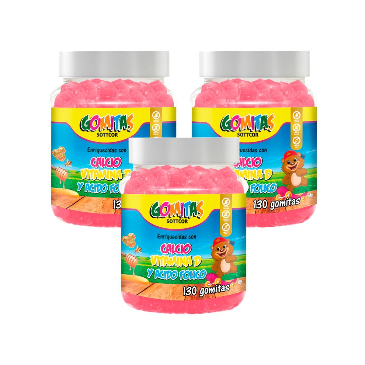 GENERICO - Gomitas para Niños Calcio 130 Gomitas Sottcor 3 und