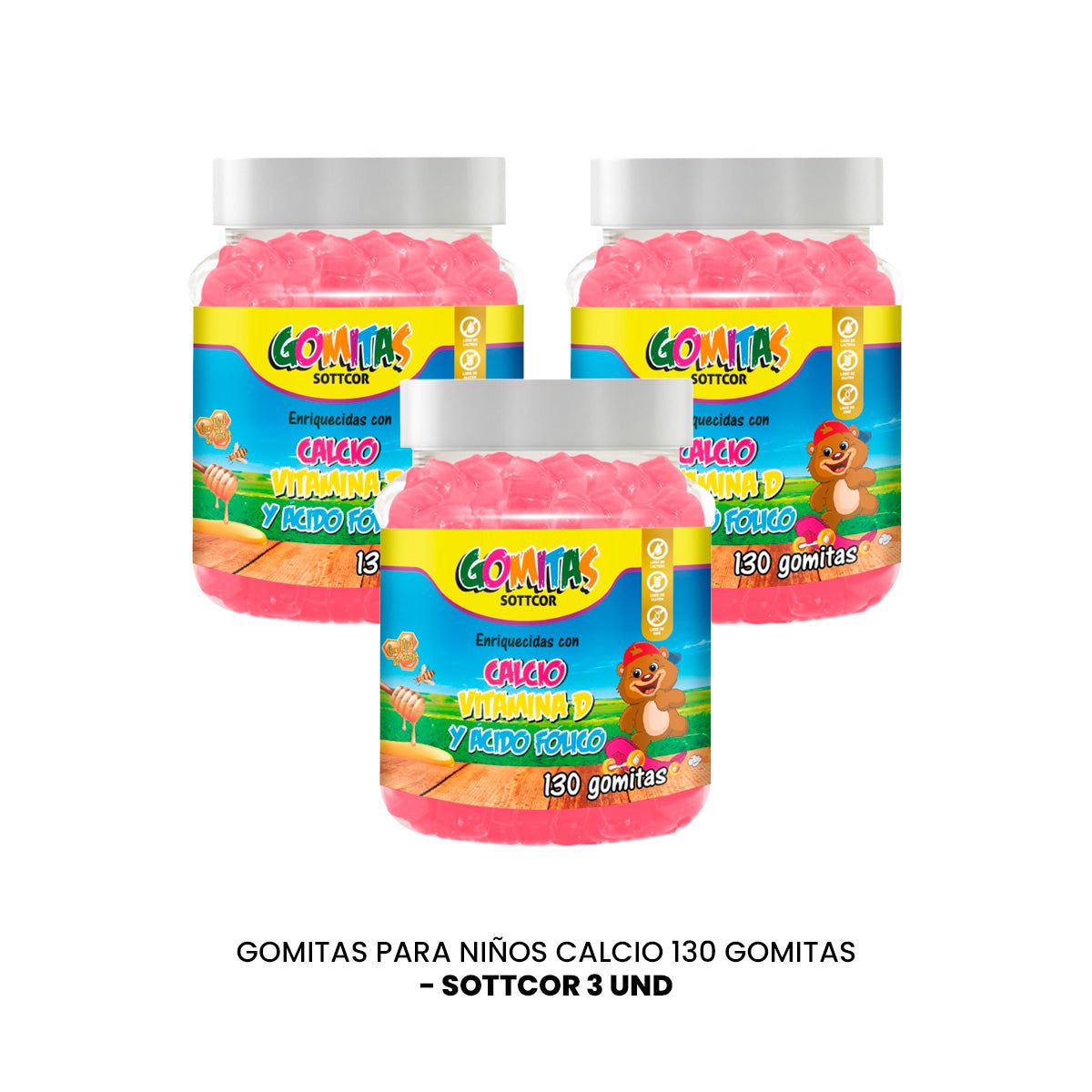 GENERICO - Gomitas para Niños Calcio 130 Gomitas Sottcor 3 und