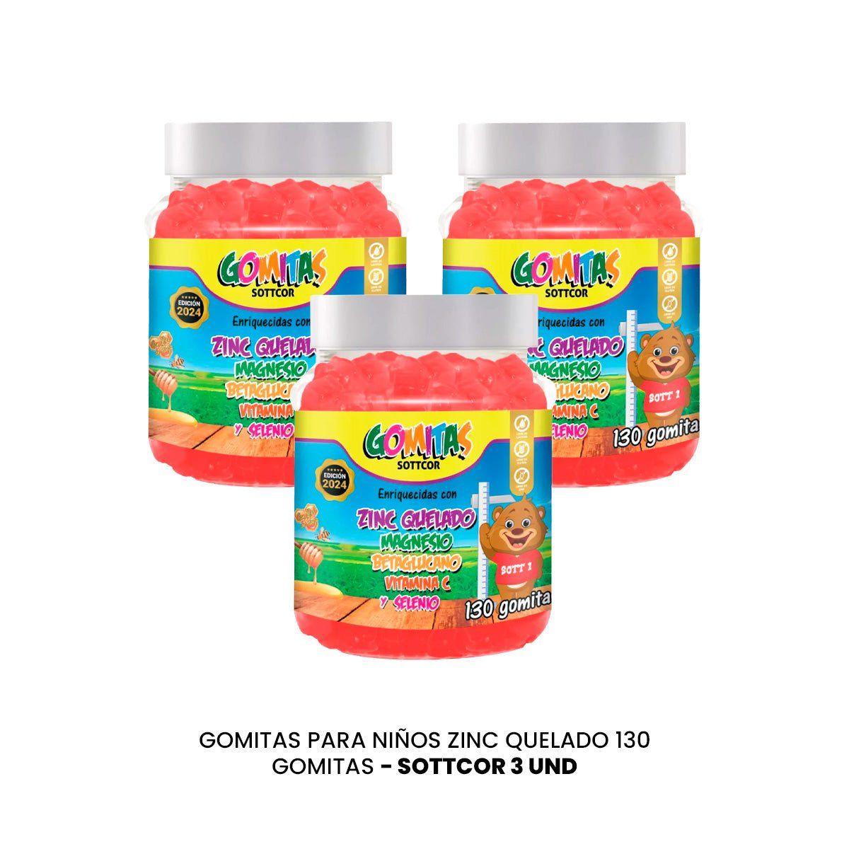 GENERICO - Gomitas para Niños Zinc Quelado 130 Gomitas Sottcor 3 und
