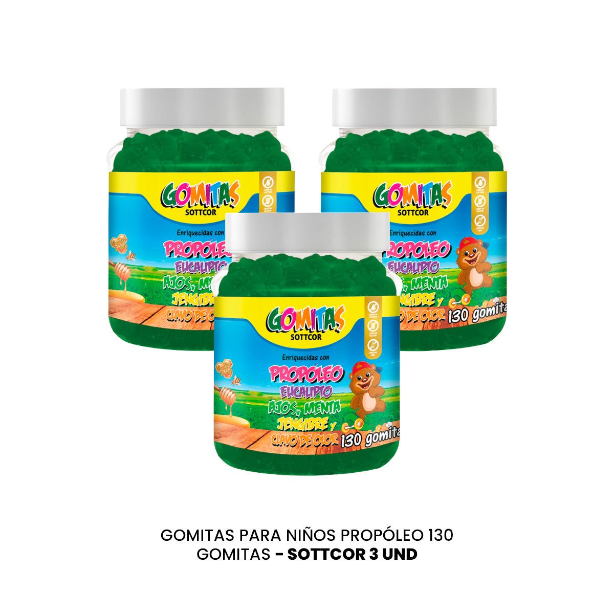 GENERICO - Gomitas para Niños Propoleo 130 Gomitas Sottcor 3 und