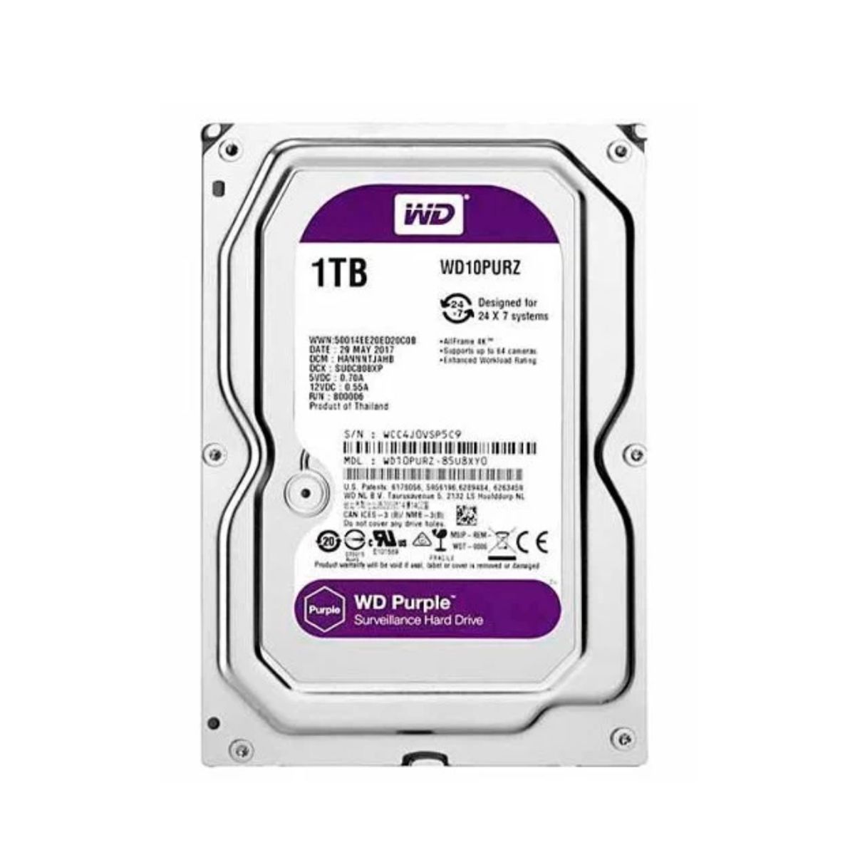 WESTER DIGITAL - DISCO DURO 1TB PURPLE WESTERN DIGITAL