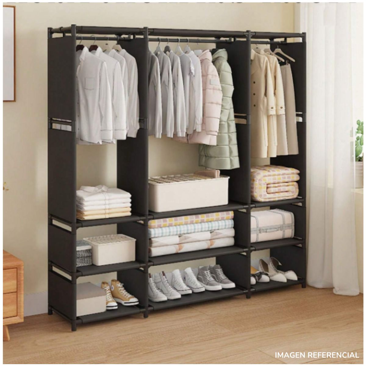 INSPIRA MARKET - Ropero armable Organizador de 3 cuerpos 3 niveles Negro