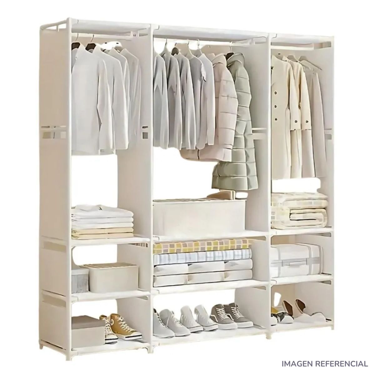 INSPIRA MARKET - Ropero armable Organizador de 3 cuerpos 3 niveles Blanco