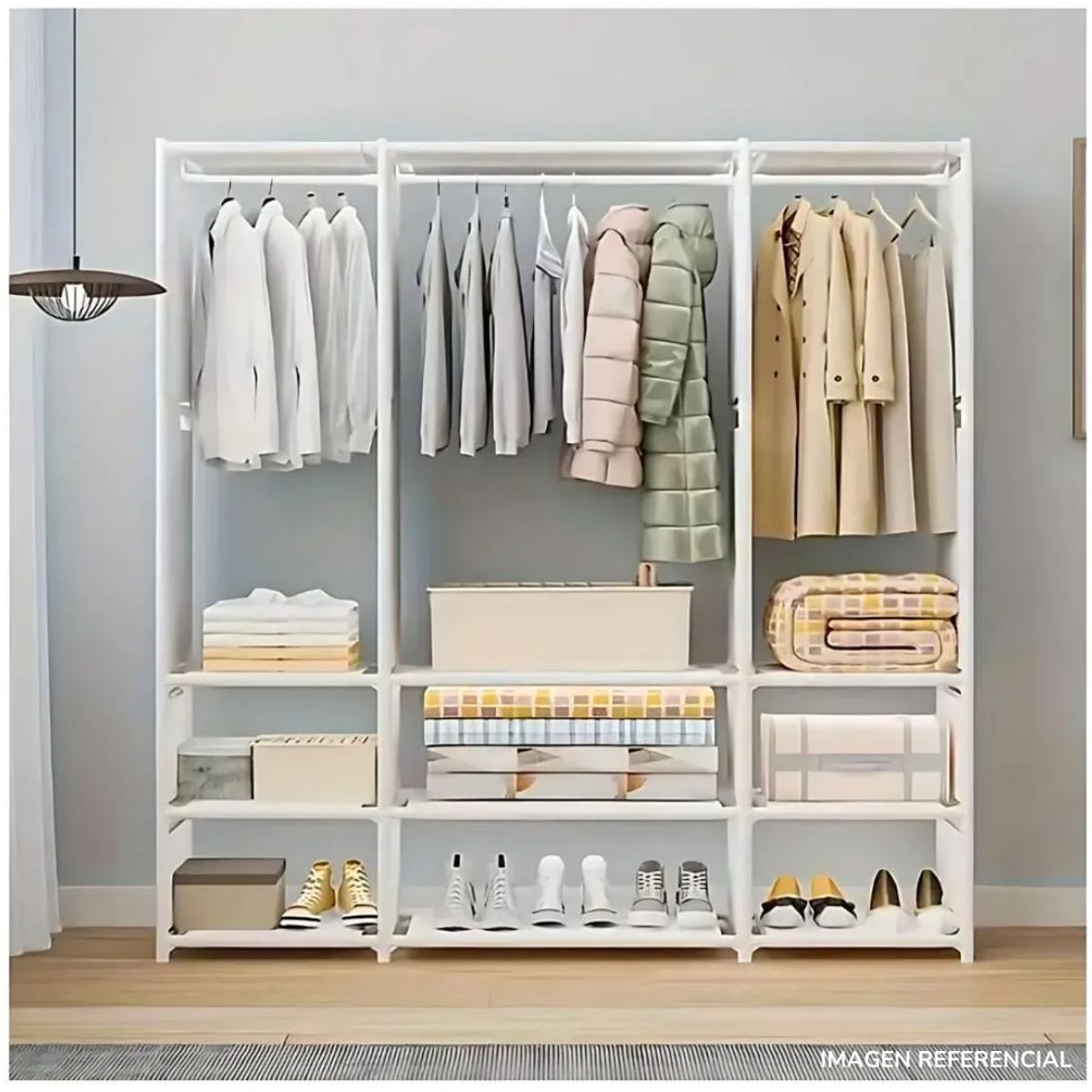 INSPIRA MARKET - Ropero armable Organizador de 3 cuerpos 3 niveles Blanco