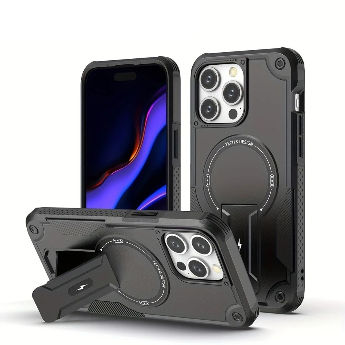 GENERICO - CASE MOKET ARMOR ANTICAIDAS PARA IPHONE 14 PRO MAX NEGRO