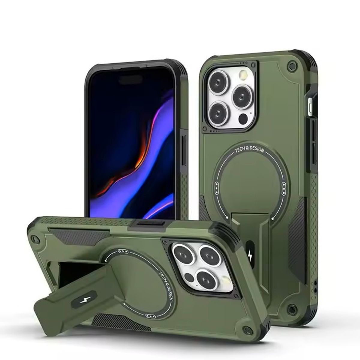 GENERICO - CASE MOKET ARMOR ANTICAIDAS PARA IPHONE 16 PRO VERDE