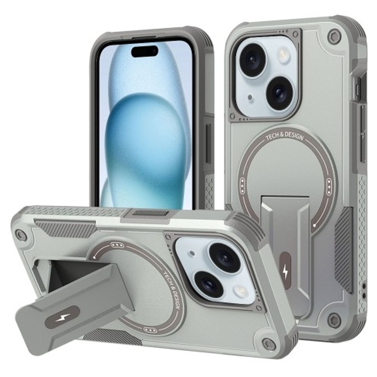 GENERICO - CASE MOKET ARMOR ANTICAIDAS PARA IPHONE 16 PRO GRIS