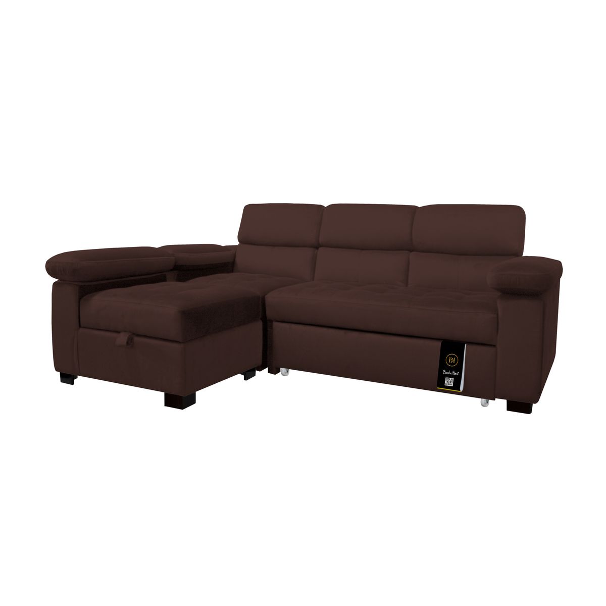 BH BARAKA HOME PREMIUM - Sofá Cama Multifuncional Balti 3 Cuerpos - Chocolate