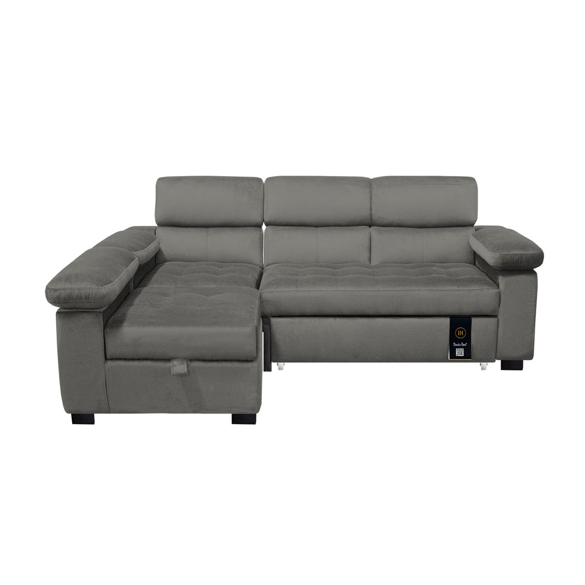 BH BARAKA HOME PREMIUM - Sofá Cama Multifuncional Balti 3 Cuerpos - Gris Oscuro