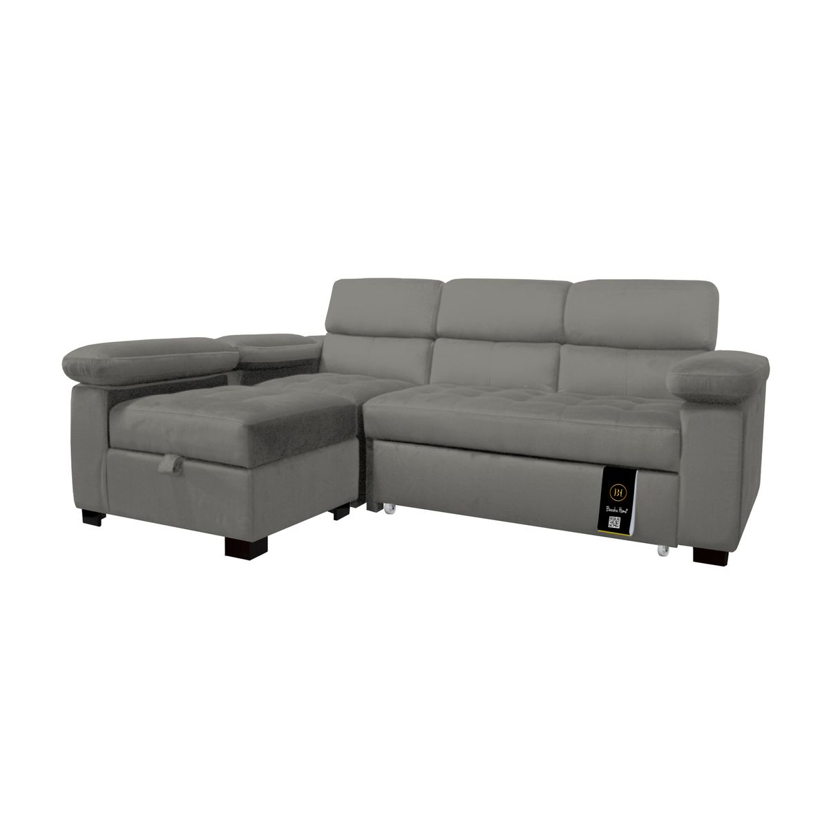 BH BARAKA HOME PREMIUM - Sofá Cama Multifuncional Balti 3 Cuerpos - Gris Oscuro