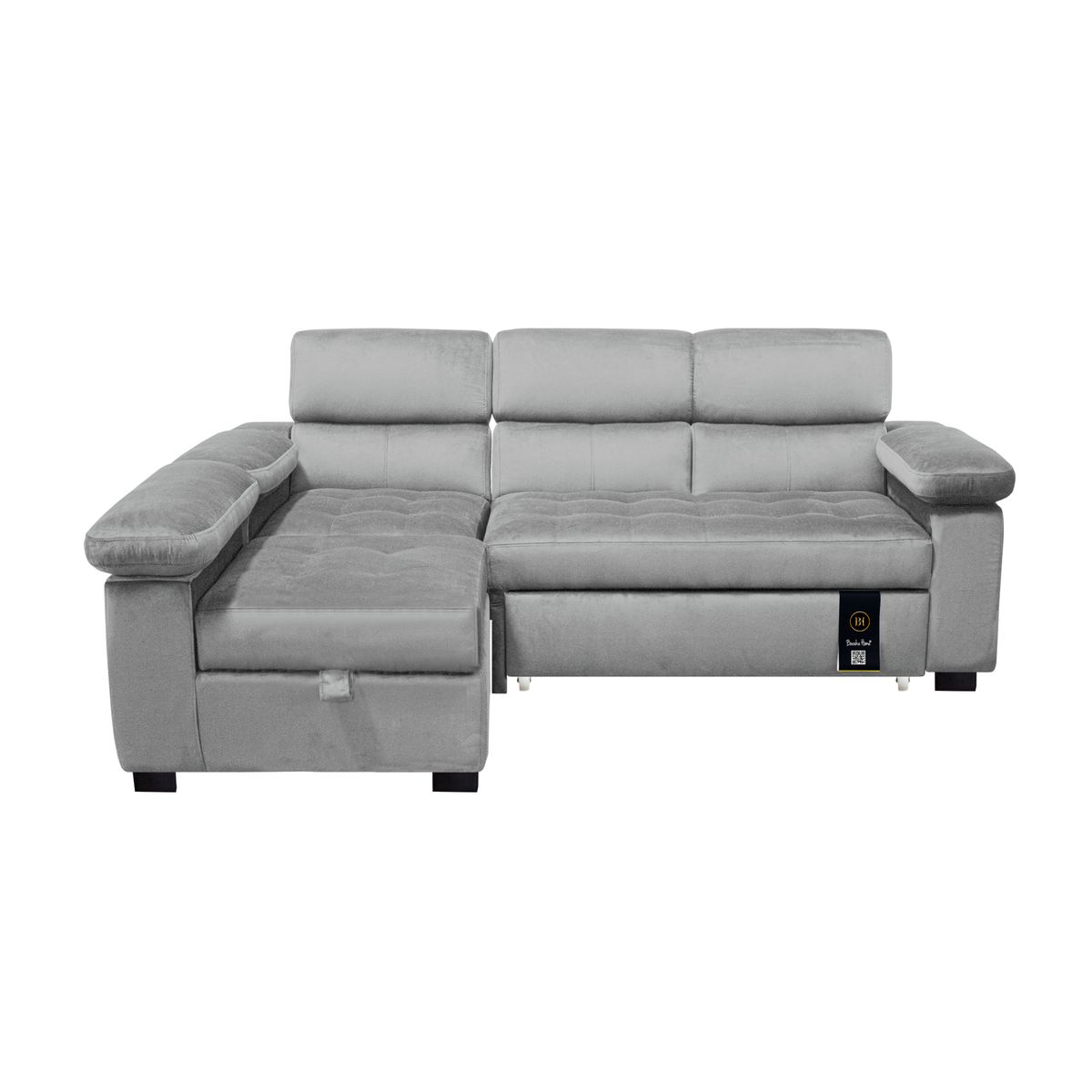 BH BARAKA HOME PREMIUM - Sofá Cama Multifuncional Balti 3 Cuerpos - Gris Claro