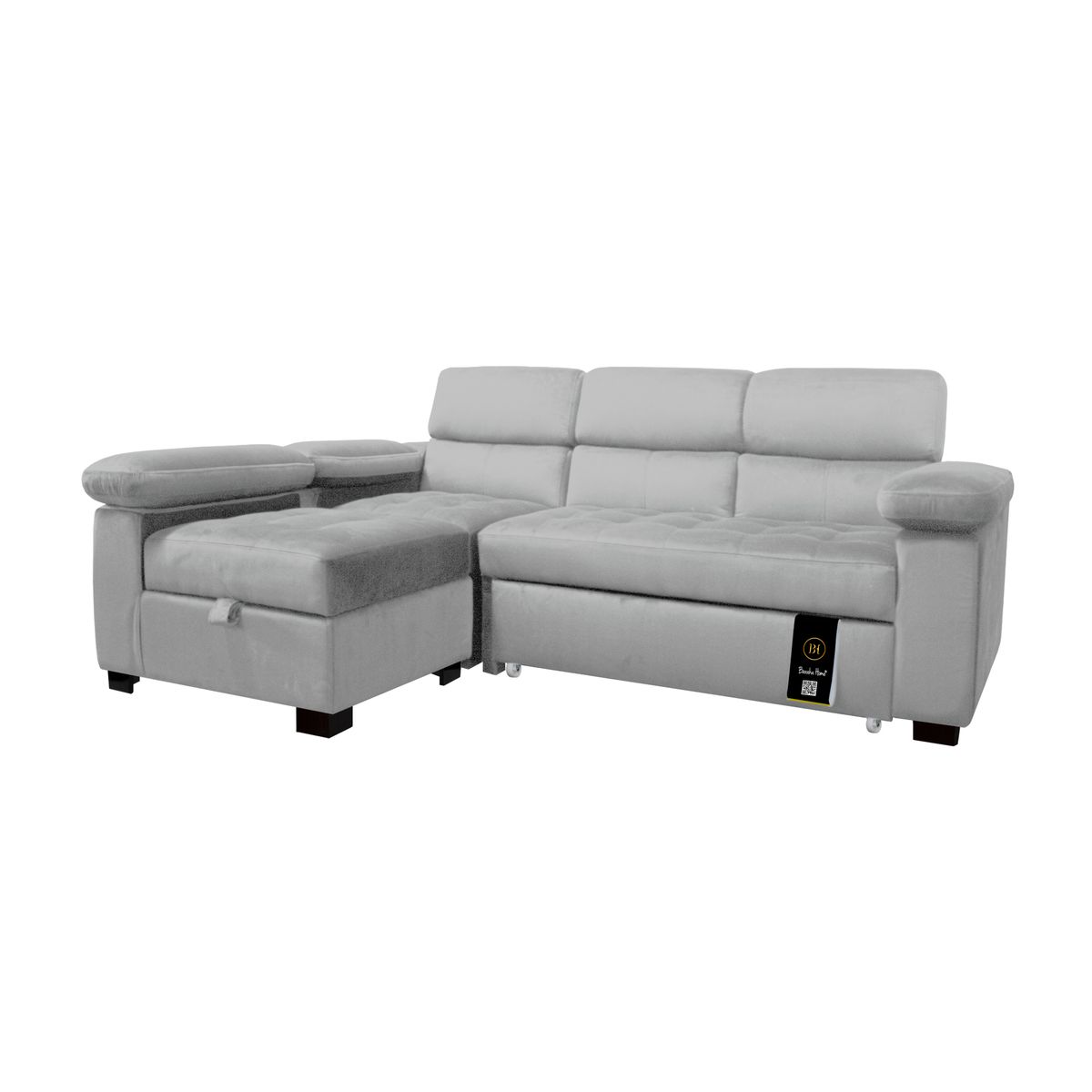 BH BARAKA HOME PREMIUM - Sofá Cama Multifuncional Balti 3 Cuerpos - Gris Claro