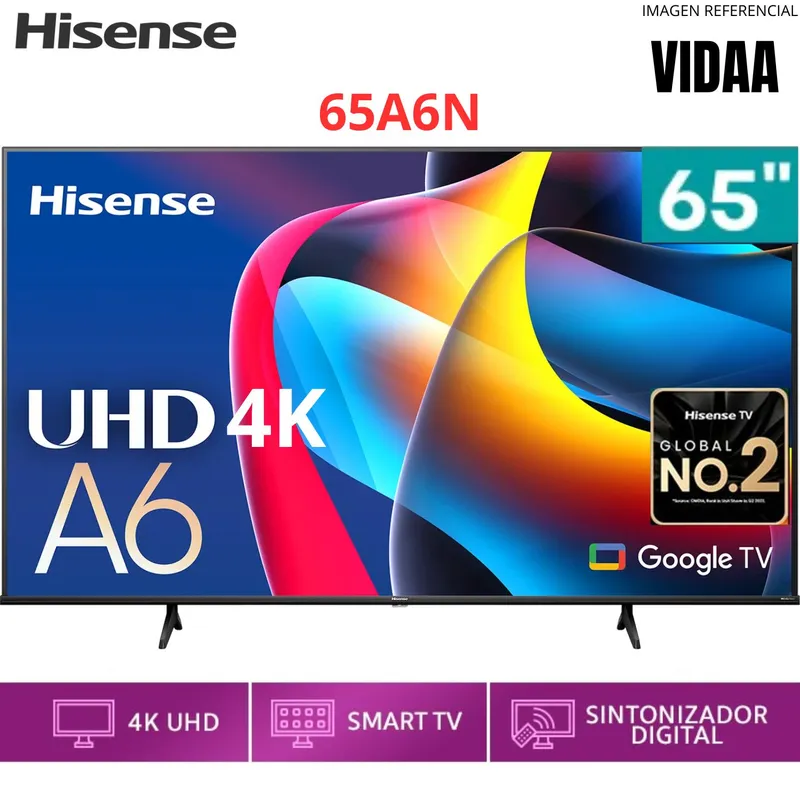 HISENSE - Televisor Hisense 65 Pulg. LED Smart VIDAA Tv UHD 4K 65A6N (2024)