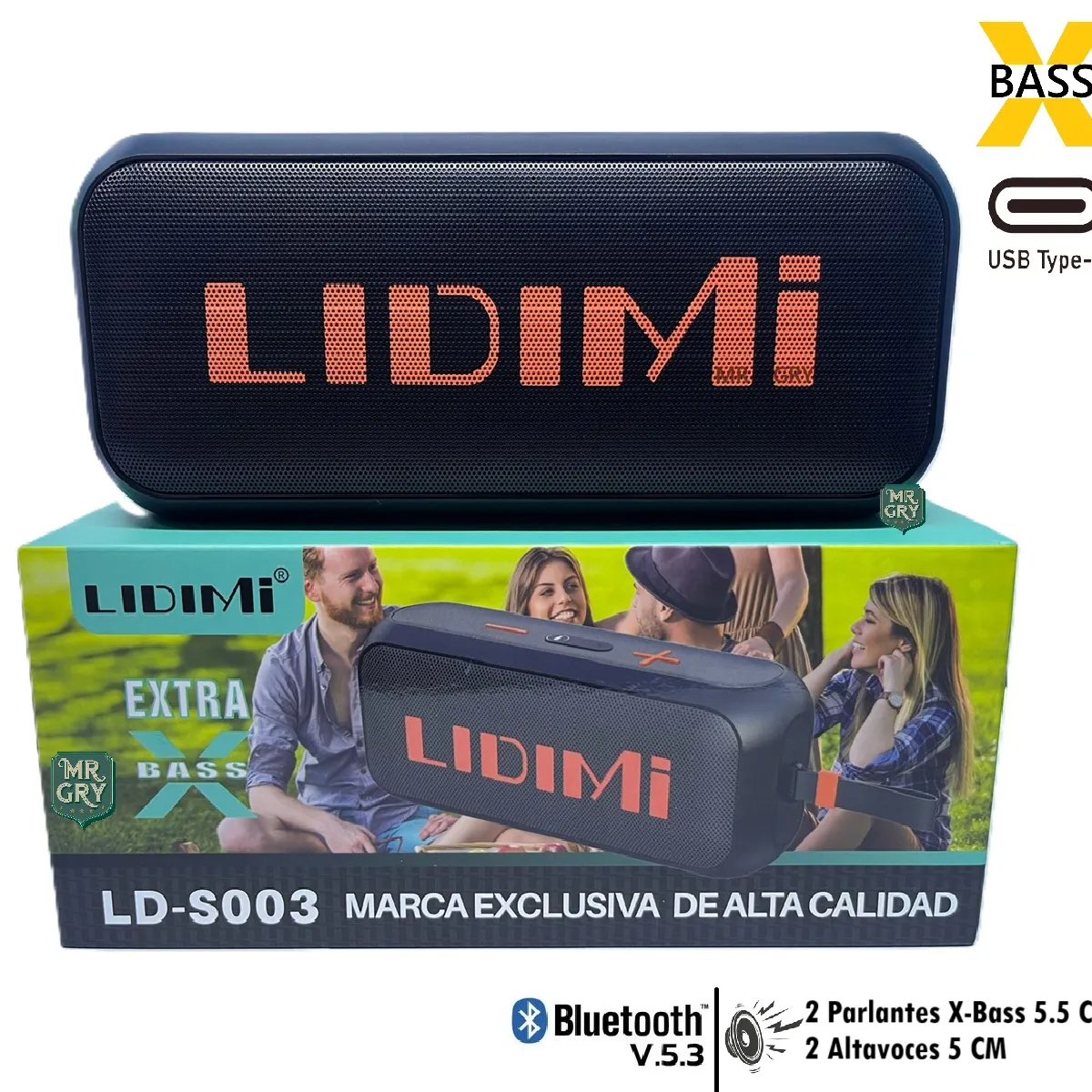 LIDIMI - Parlante Portátil Lidimi X-BASS LD-S003 Negro