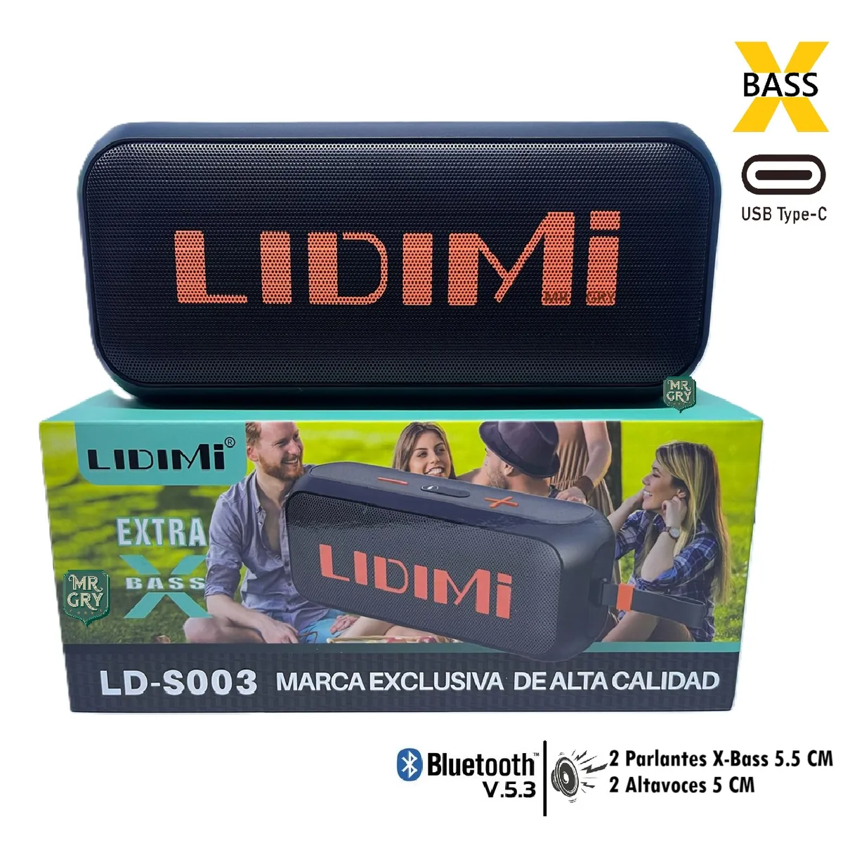 LIDIMI - Parlante Portátil Lidimi X-BASS LD-S003 Negro
