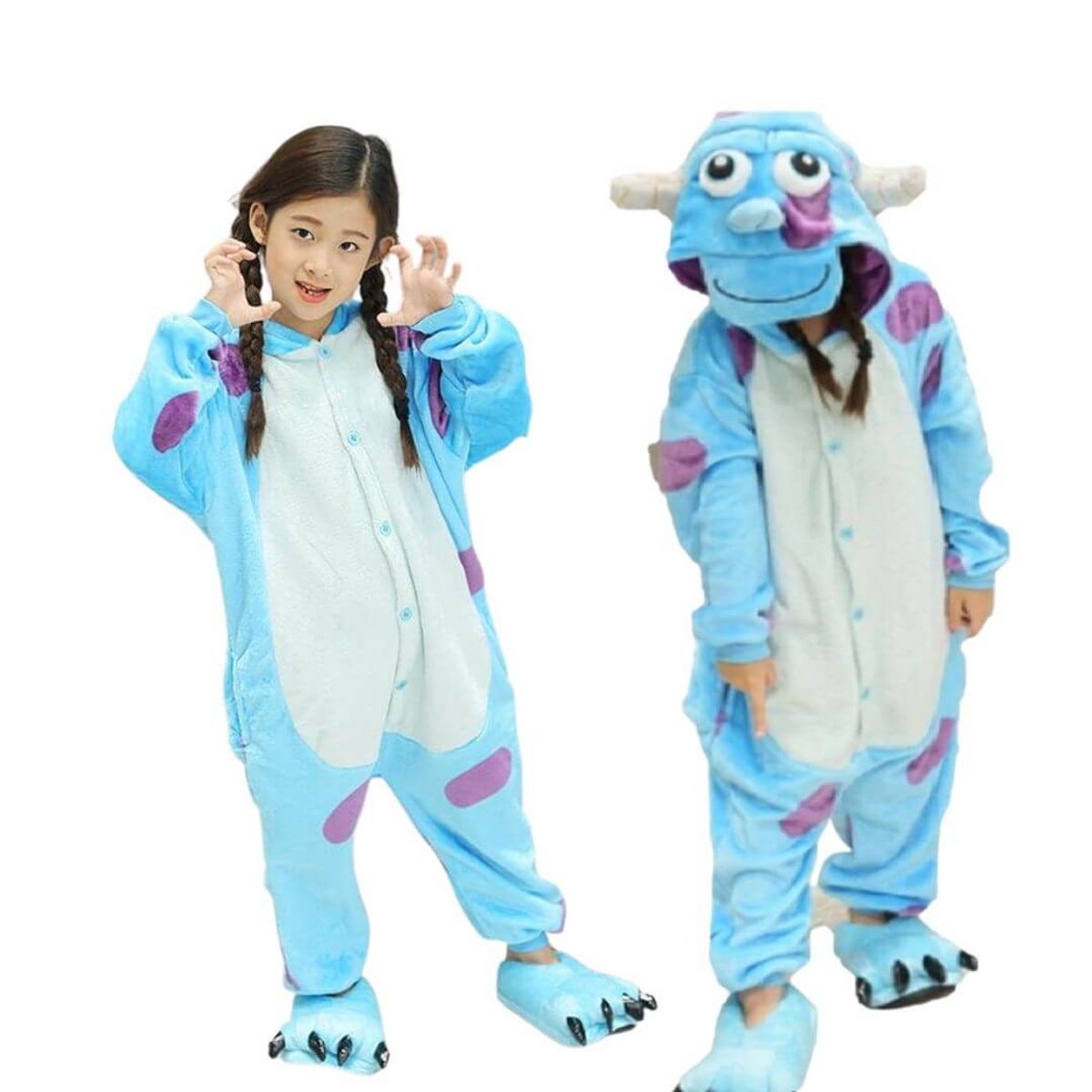 GENERICO - Pijama Onesie Monster Sully Niños Disfraz - Talla 4 hasta XL