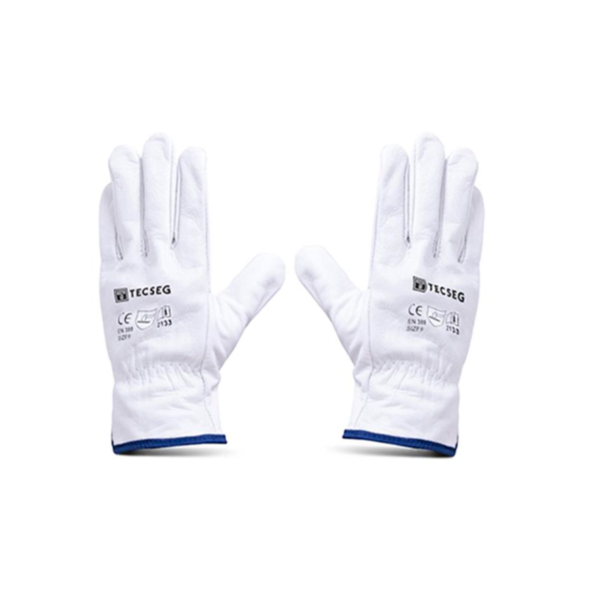 GENERICO - Pack 5 und Guantes de Cuero Badana Blanco AS010 TECSEG Talla 9
