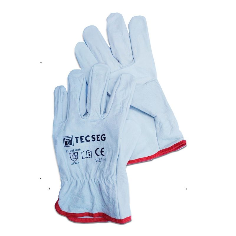 GENERICO - Pack 5 und Guantes de Cuero Badana Blanco AS010 TECSEG Talla 10