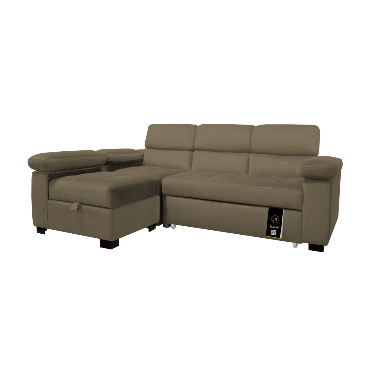 BH BARAKA HOME PREMIUM - Sofá Cama Multifuncional Balti 4 Cuerpos - Beige Oscuro