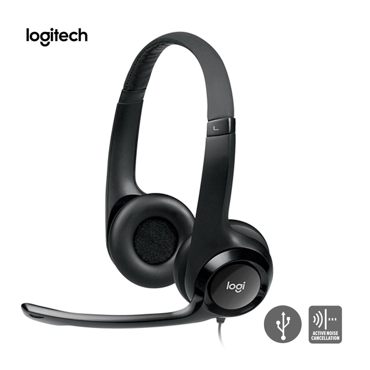LOGITECH - Audífonos USB H390 p-pc micro bidireccional cancelación de ruido Negro