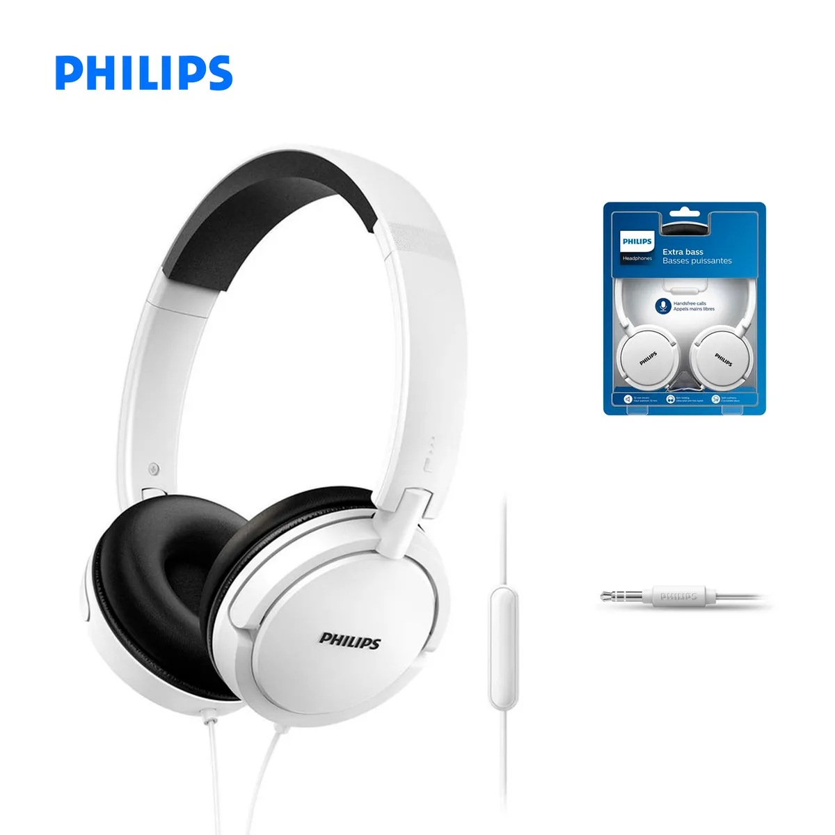 PHILIPS - Audífonos Extra Bass Con Micrófono SHL5005 Blanco