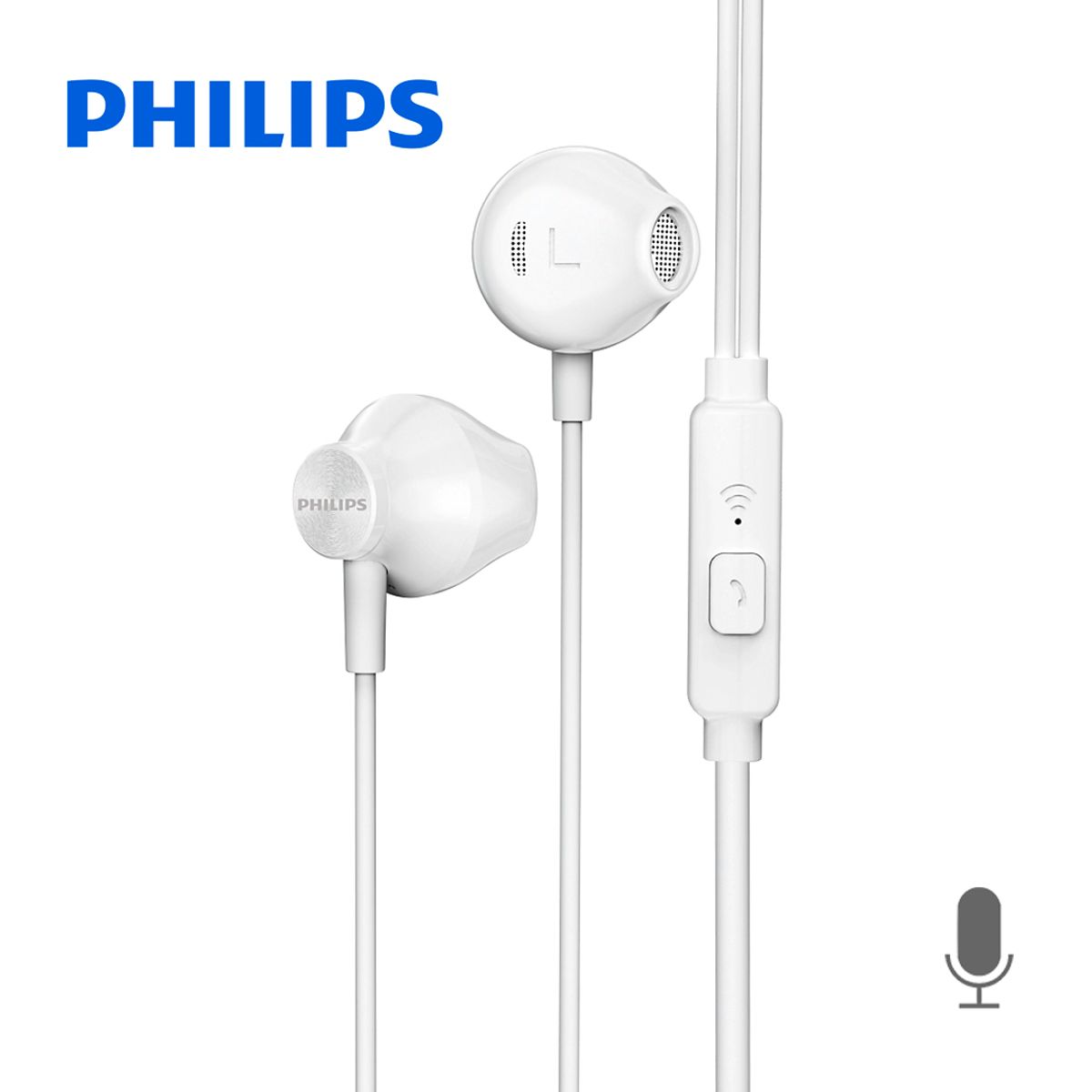 PHILIPS - Audifonos In Ear TAUE101wt Con micro 3.5 Mm Bass Sound Blanco