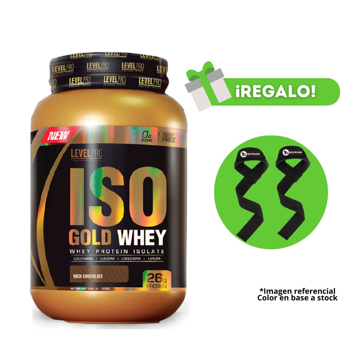 LEVEL PRO - PROTEÍNA ISO GOLD WHEY 11KG CHOCOLATE + STRAPS