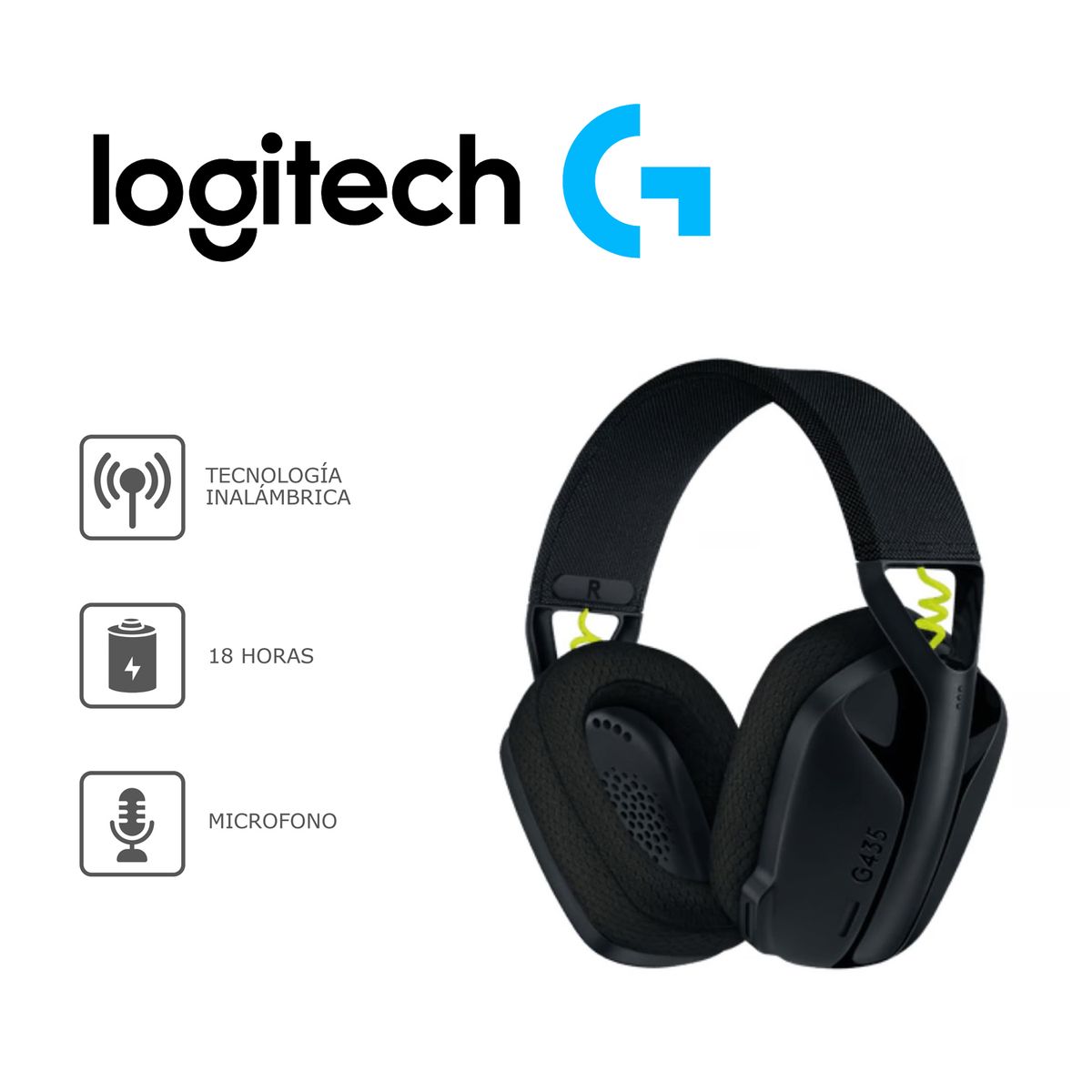 LOGITECH - Audifonos Gaming G435 Inalambricos con Microfono Lightspeed