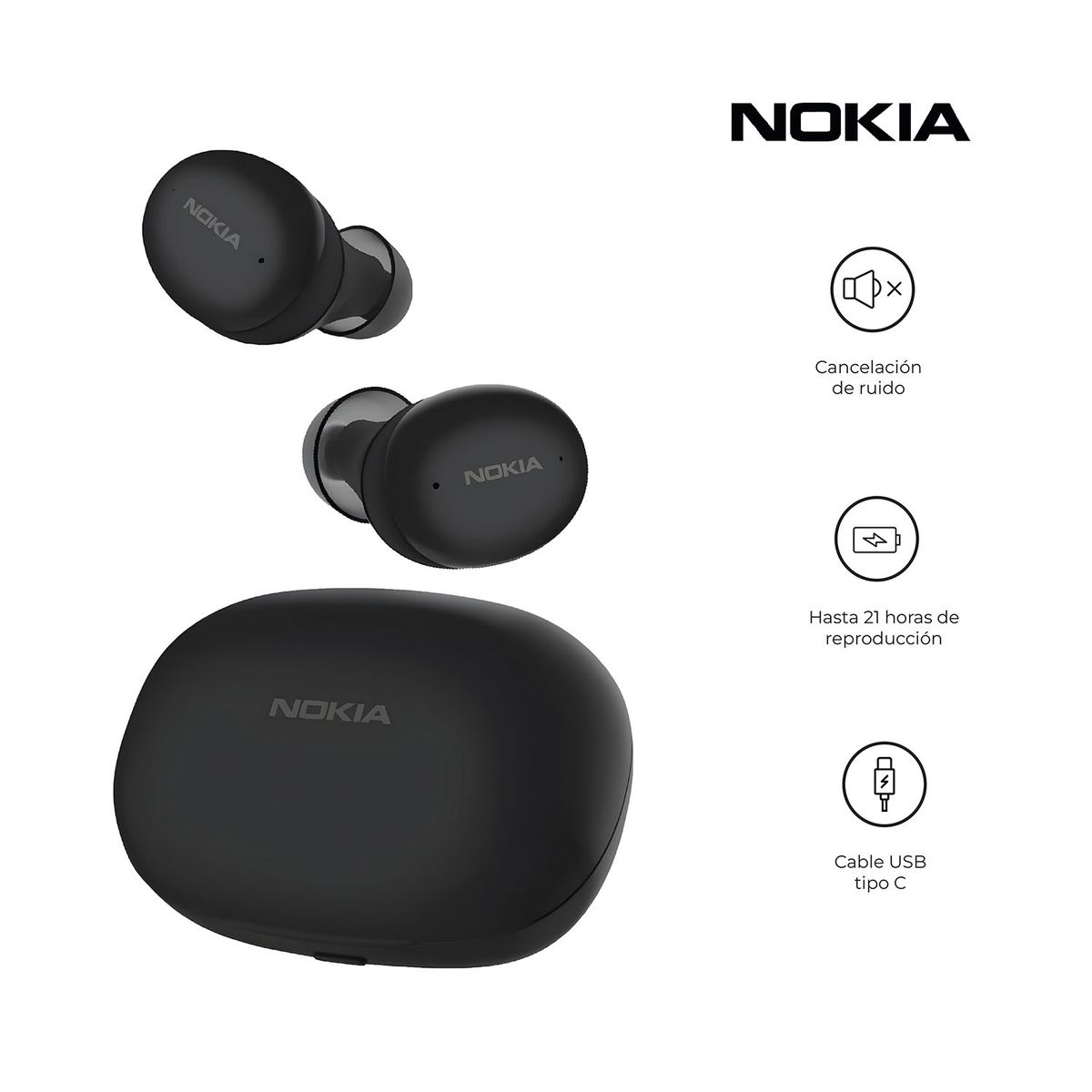 NOKIA - Audifonos Comfort Earbuds Pro ANC Bth Ipx5 21hrs-Negro- TWS-631W
