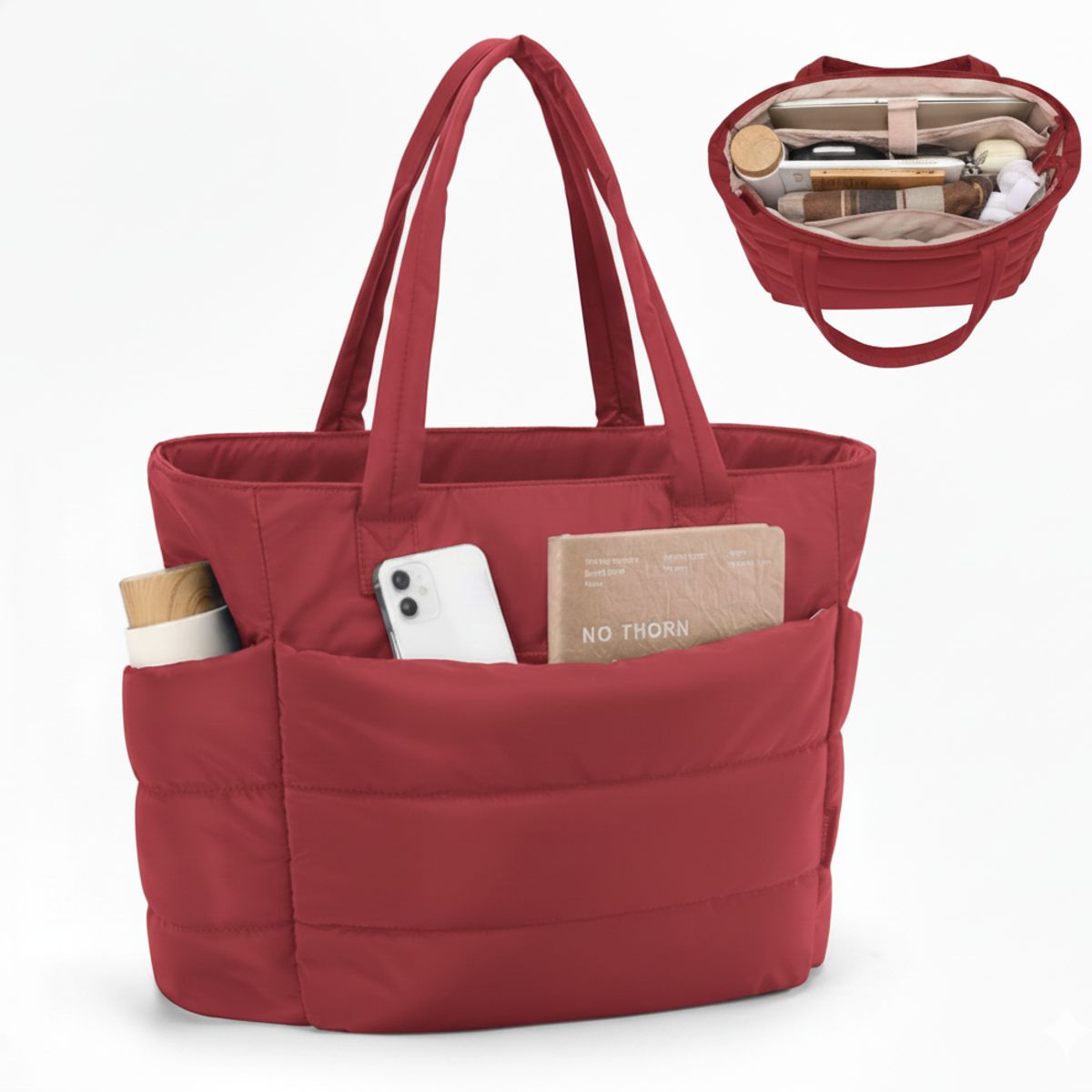 GENERICO - BOLSO PUFFER - TIPO TOTE BAG PARA DAMA PORTALAPTOP