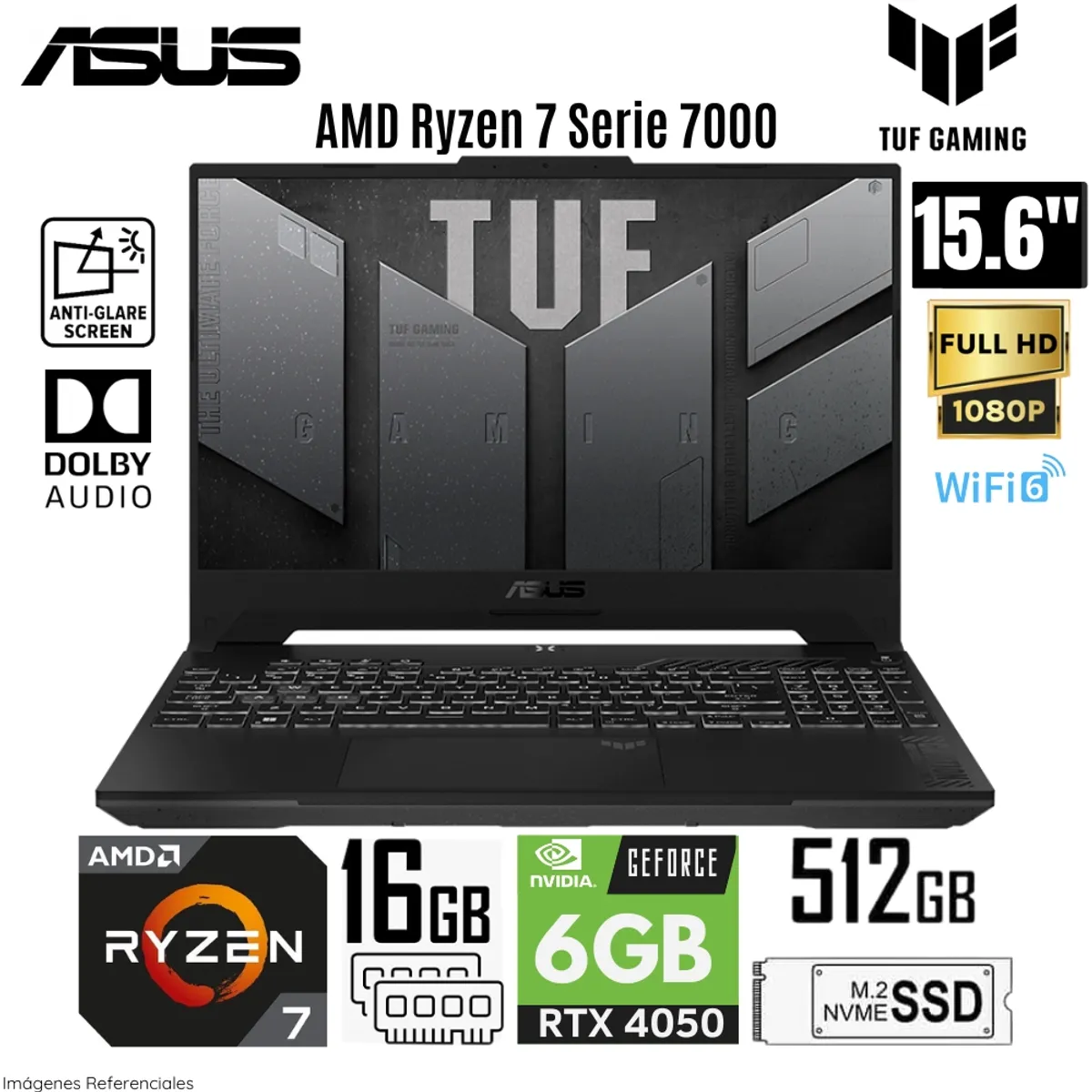 ASUS - Laptop Asus Tuf Gaming FA507NUR-LP005 AMD Ryzen7-7735HS 16GB RAM 512GB SSD 156 FHD RTX4050-6GB