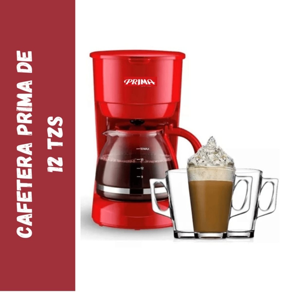 PRIMA - Cafetera Eléctrica PRIMA Ca1091cp-r - Rojo