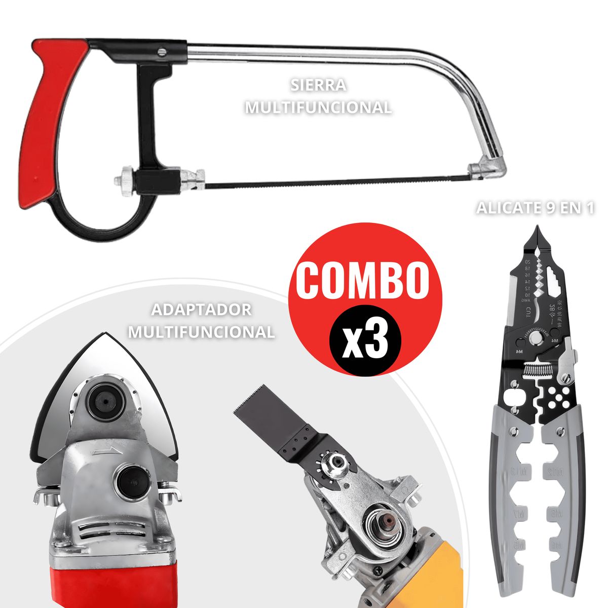 ROSH - Sierra 8 en 1 + Alicate + Adaptador Multifuncional ¡Top!