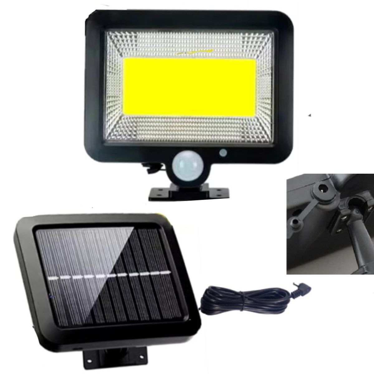 SEISA - Lampara Reflector Panel Solar con Cable para Exteriores Luz LED