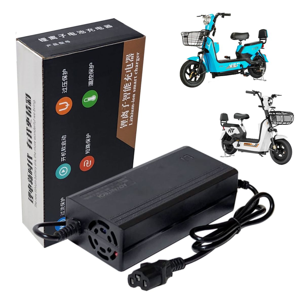 ADVANTECH - Cargador 54-6V 3A Para Bicimoto Eléctrica Batería Litio 48V