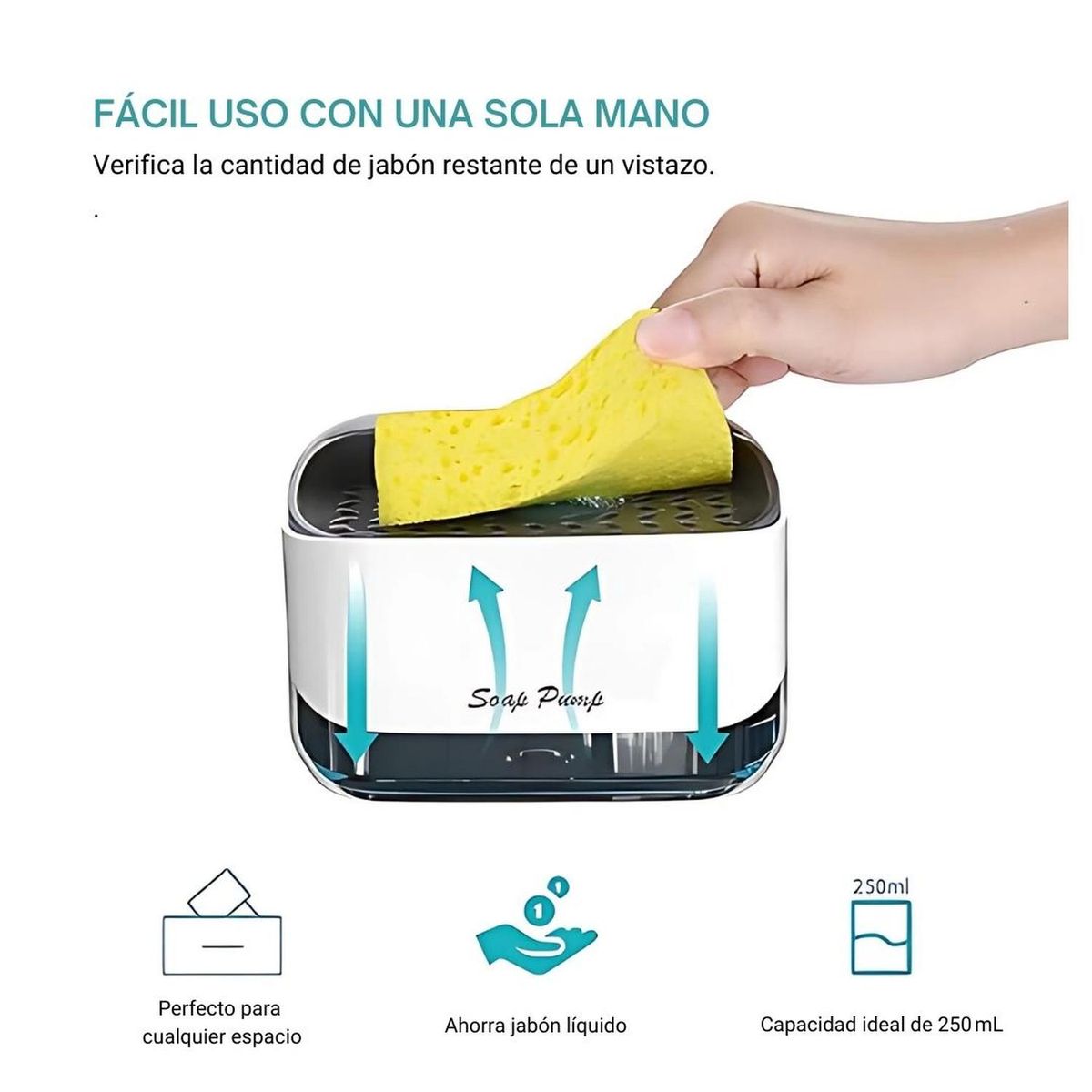 GENERICO - Dispensador de Acrílico para Lavavajillas con Porta Esponja