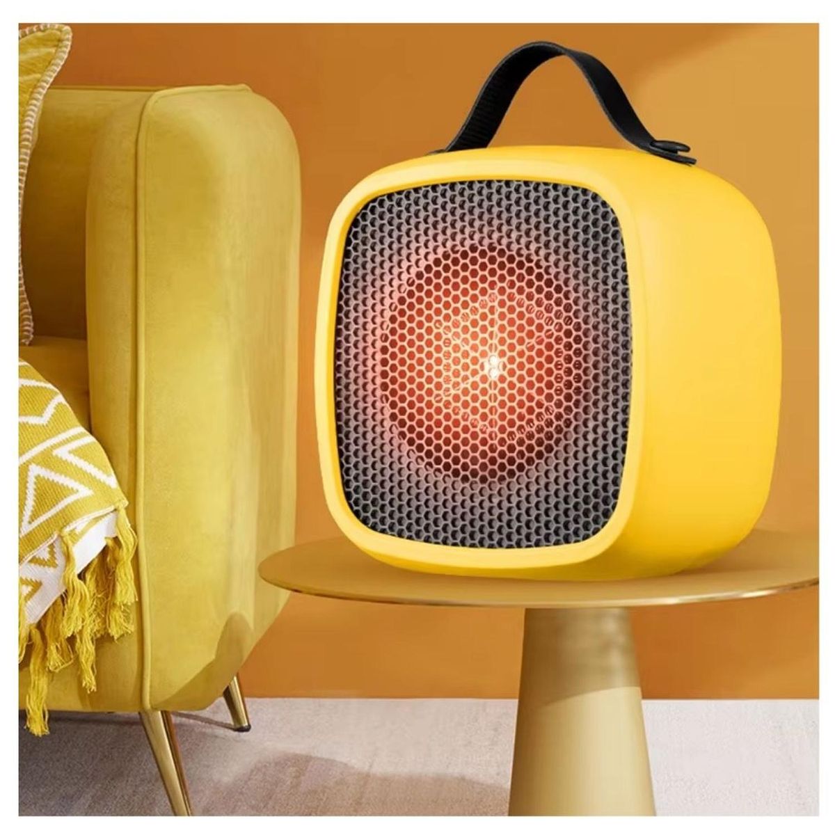 GENERICO - Mini Calefactor Portátil Eléctrico de 500W Calentador Moderno Amarillo