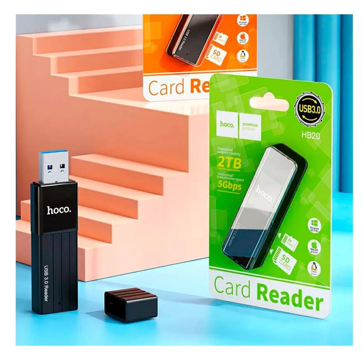 HOCO - Lector Tarjetas Memoria 5gbps M2 Sd Micro Sd A Usb 3.0 Hoco