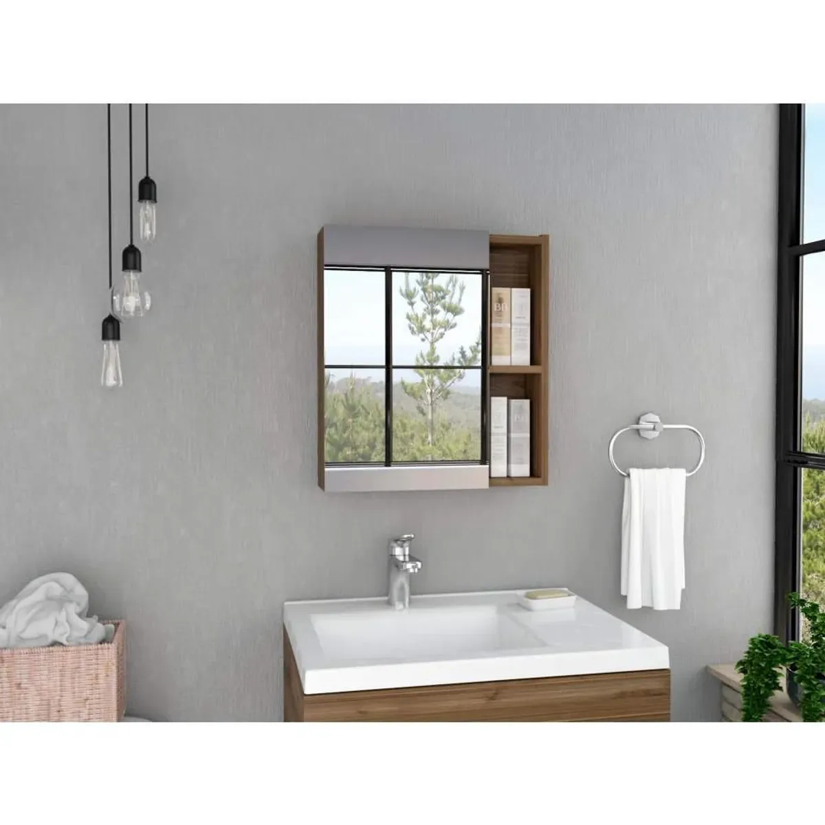 R&R MUEBLES - Gabinete Mueble de Baño Julia 1 Puerta y Espejo R&R MUEBLES