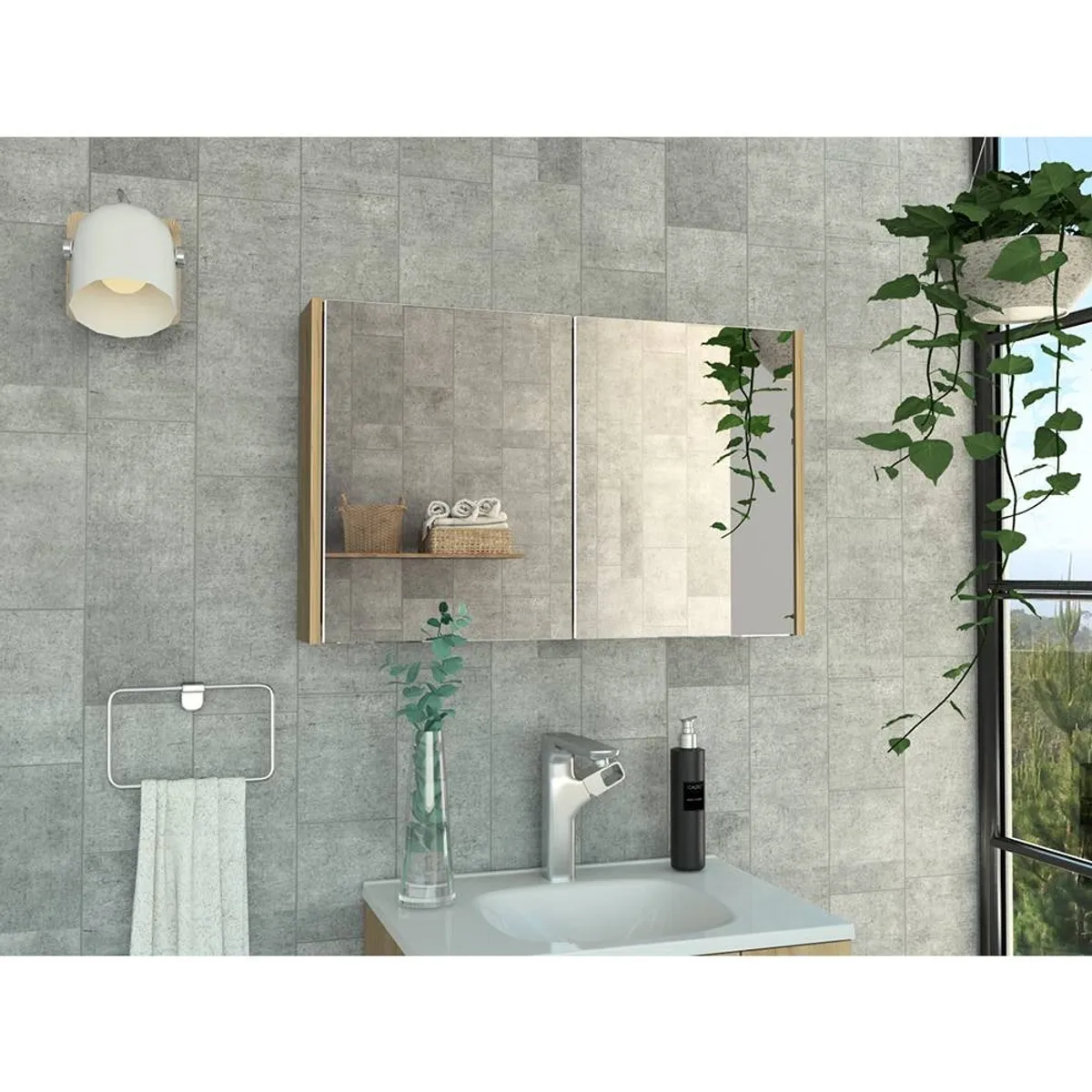 R&R MUEBLES - Gabinete Mueble de Baño Alessandra Duna 2 Puertas y Espejo R&R MUEBLES