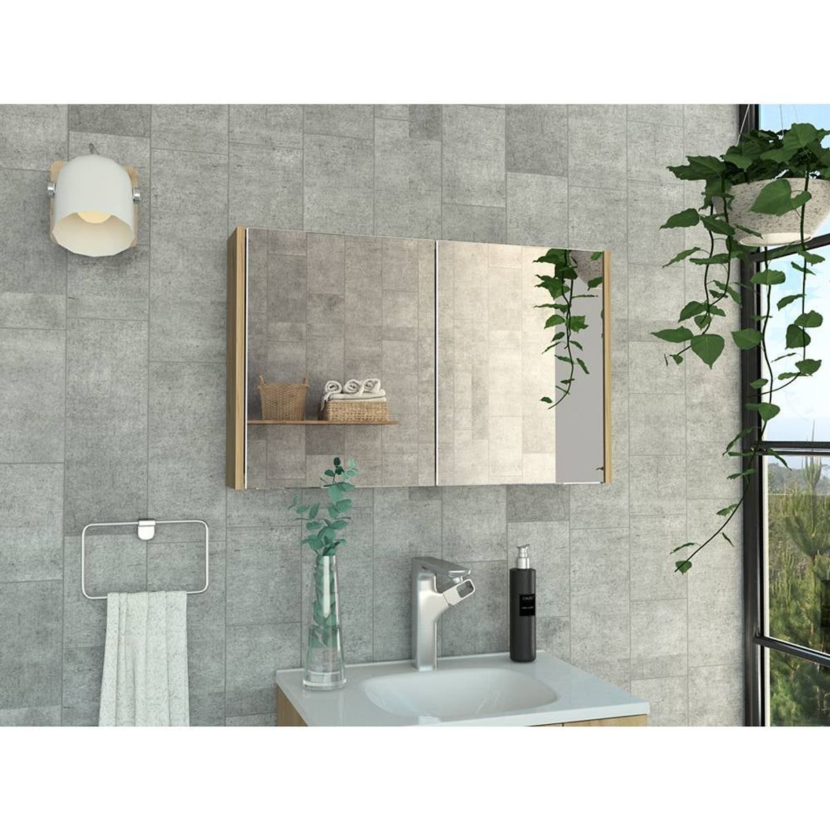 R&R MUEBLES - Gabinete Mueble de Baño Alessandra Duna 2 Puertas y Espejo R&R MUEBLES