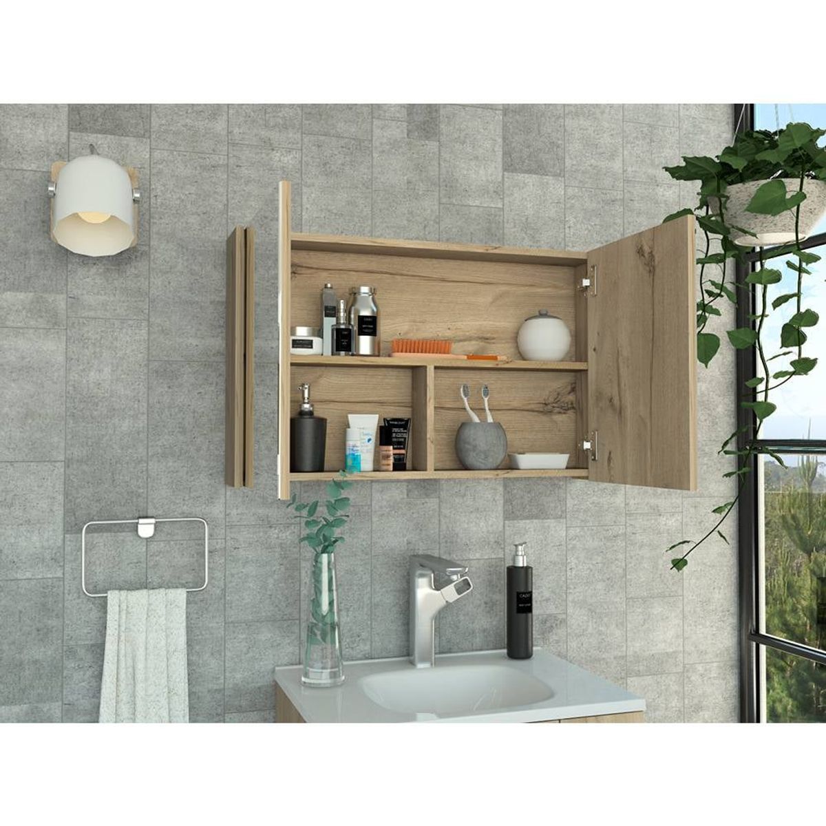 R&R MUEBLES - Gabinete Mueble de Baño Alessandra Duna 2 Puertas y Espejo R&R MUEBLES