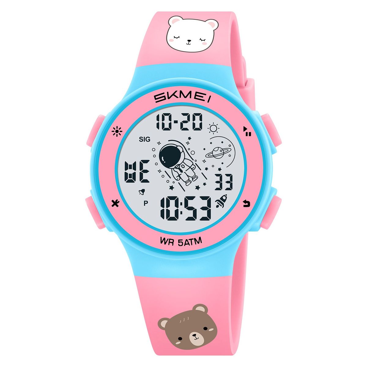 SKMEI - Reloj Skmei 2267  Rosado Oso Bear con luces para niñas