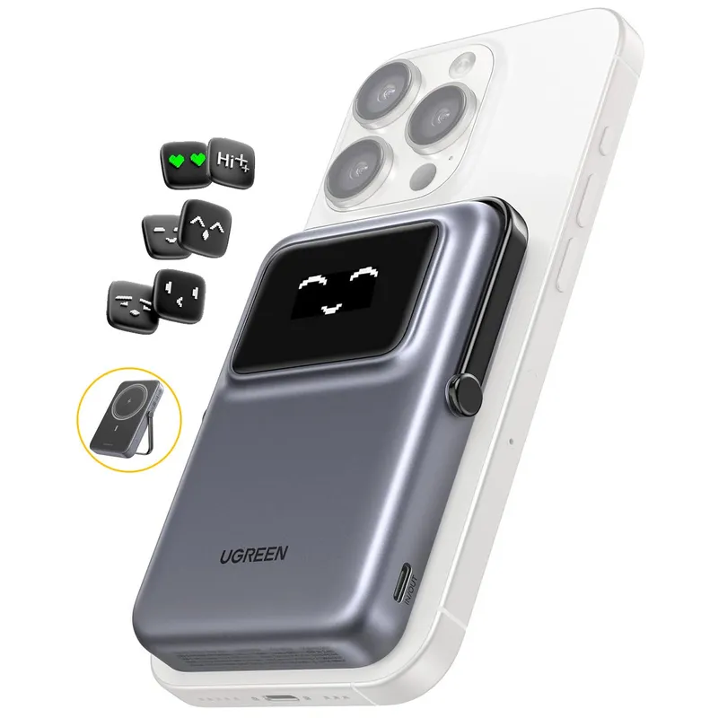 UGREEN - Power Bank Ugreen Magnetico Tipo C 20w Slim 5000 Mah Soporte Gris