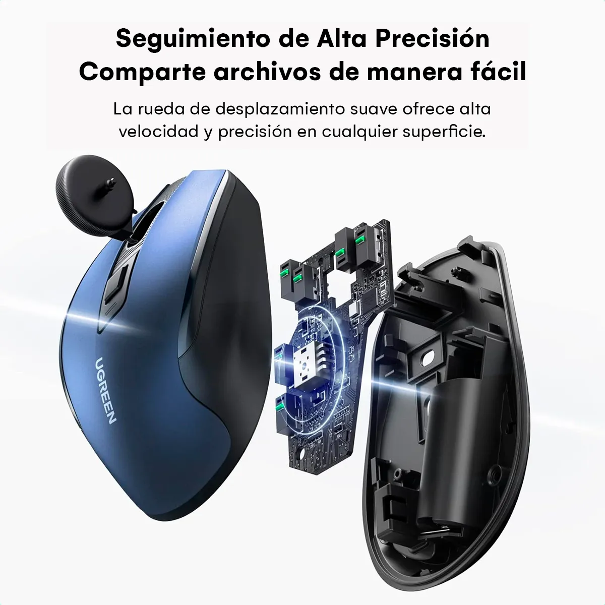 UGREEN - Mouse Bluetooth Ugreen Ergonomico Wireless 24ghz Silencioso Azul