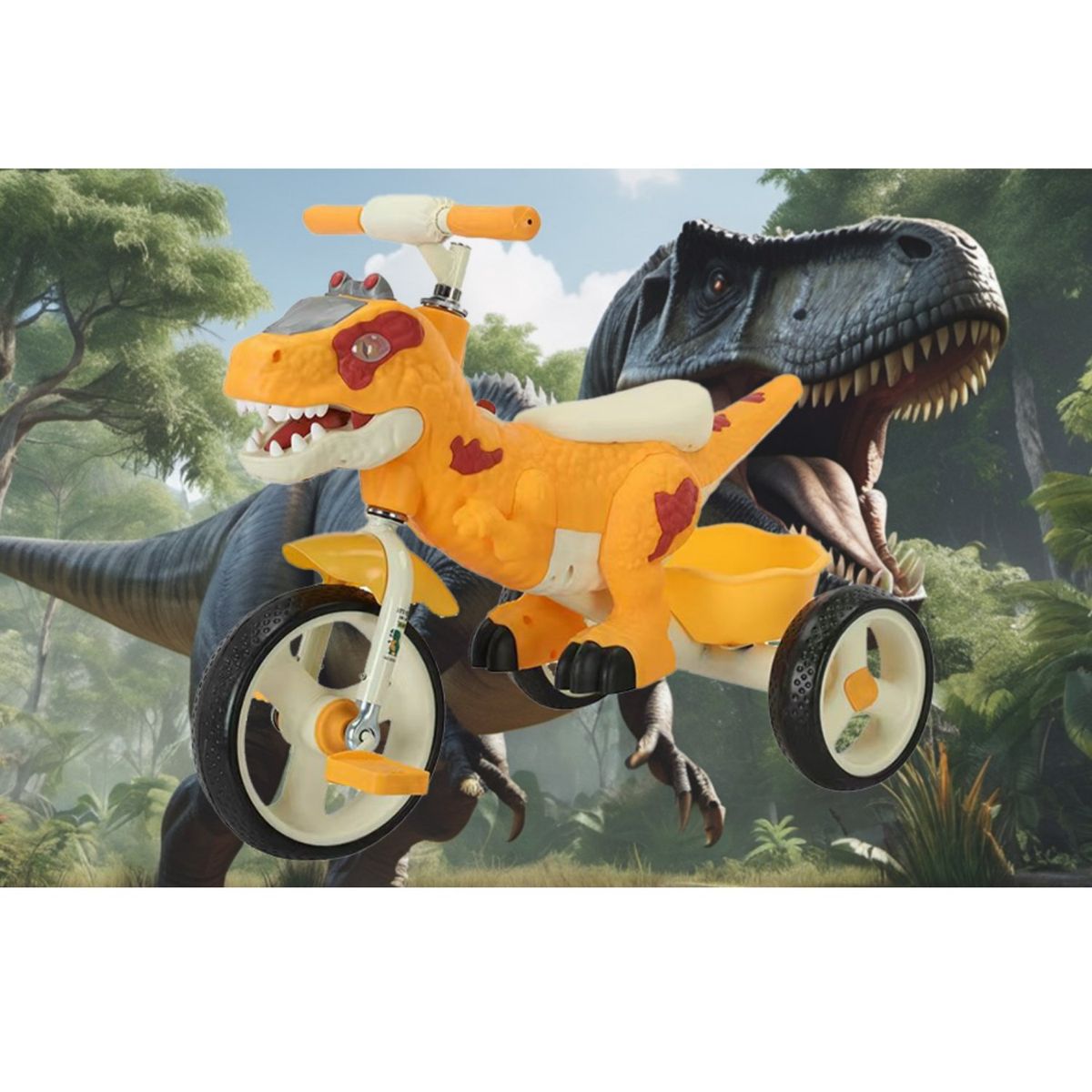 GENERICO - Triciclo infantil dinosaurio musical luces led amarillo