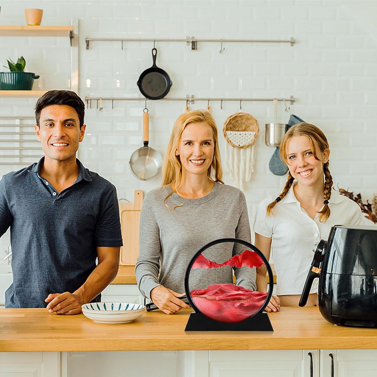 GENERICO - ADORNO TIPO RELOJ DE ARENA 3D MOVIMIENTO DECORATIVO OFICINA ROJO