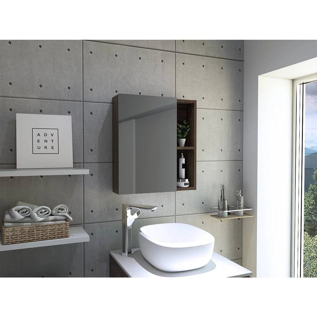 R&R MUEBLES - Gabinete Mueble de Baño Corina Milan 1 Puerta y Espejo R&R MUEBLES