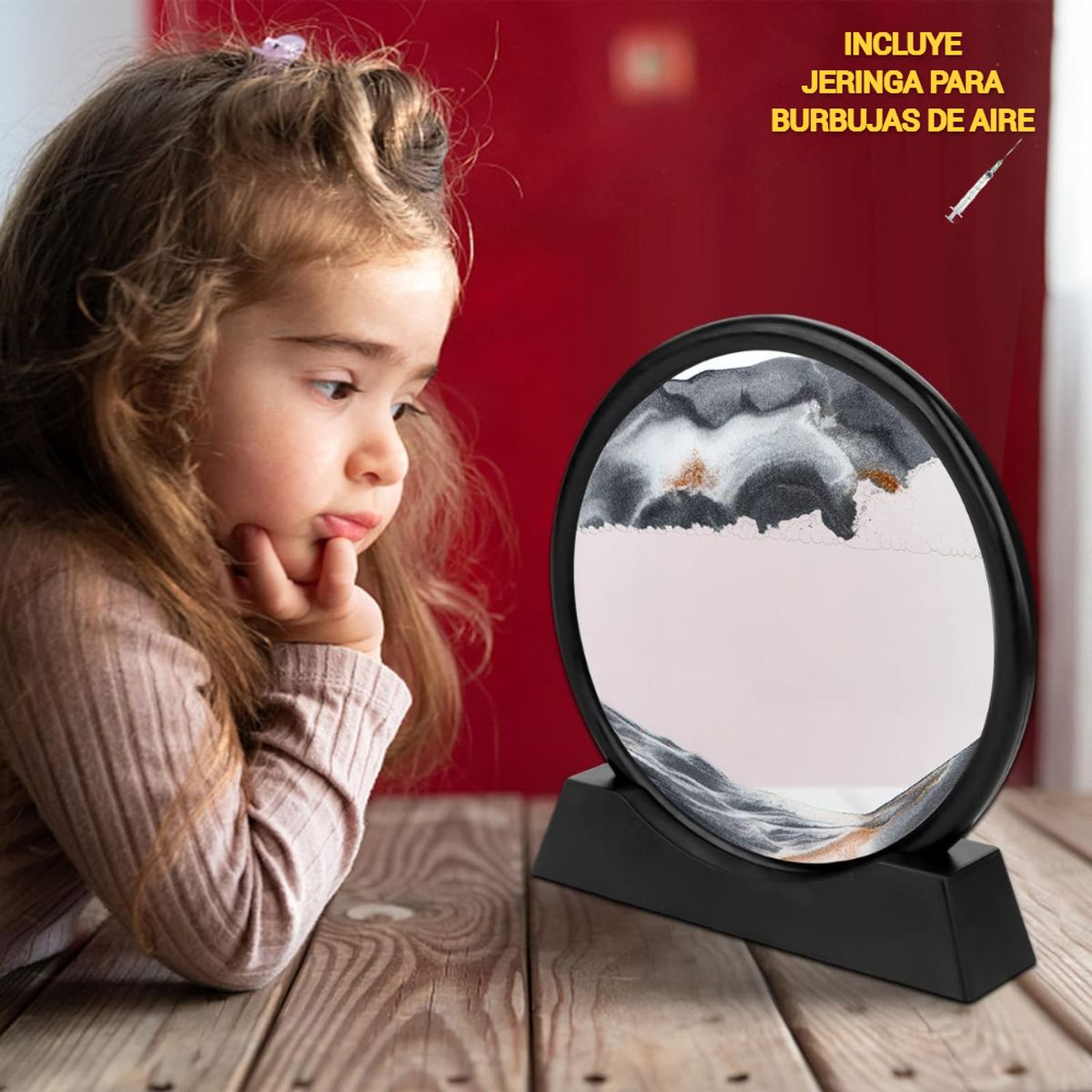 GENERICO - ADORNO TIPO RELOJ DE ARENA 3D MOVIMIENTO DECORATIVO OFICINA NEGRO