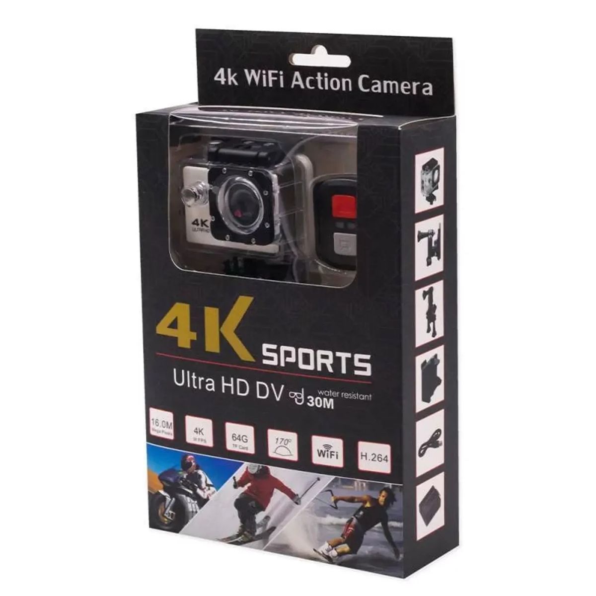 SEISA - CAMARA GO PRO ULTRA HD 4K Wifi Deportiva Acuatico - Gris